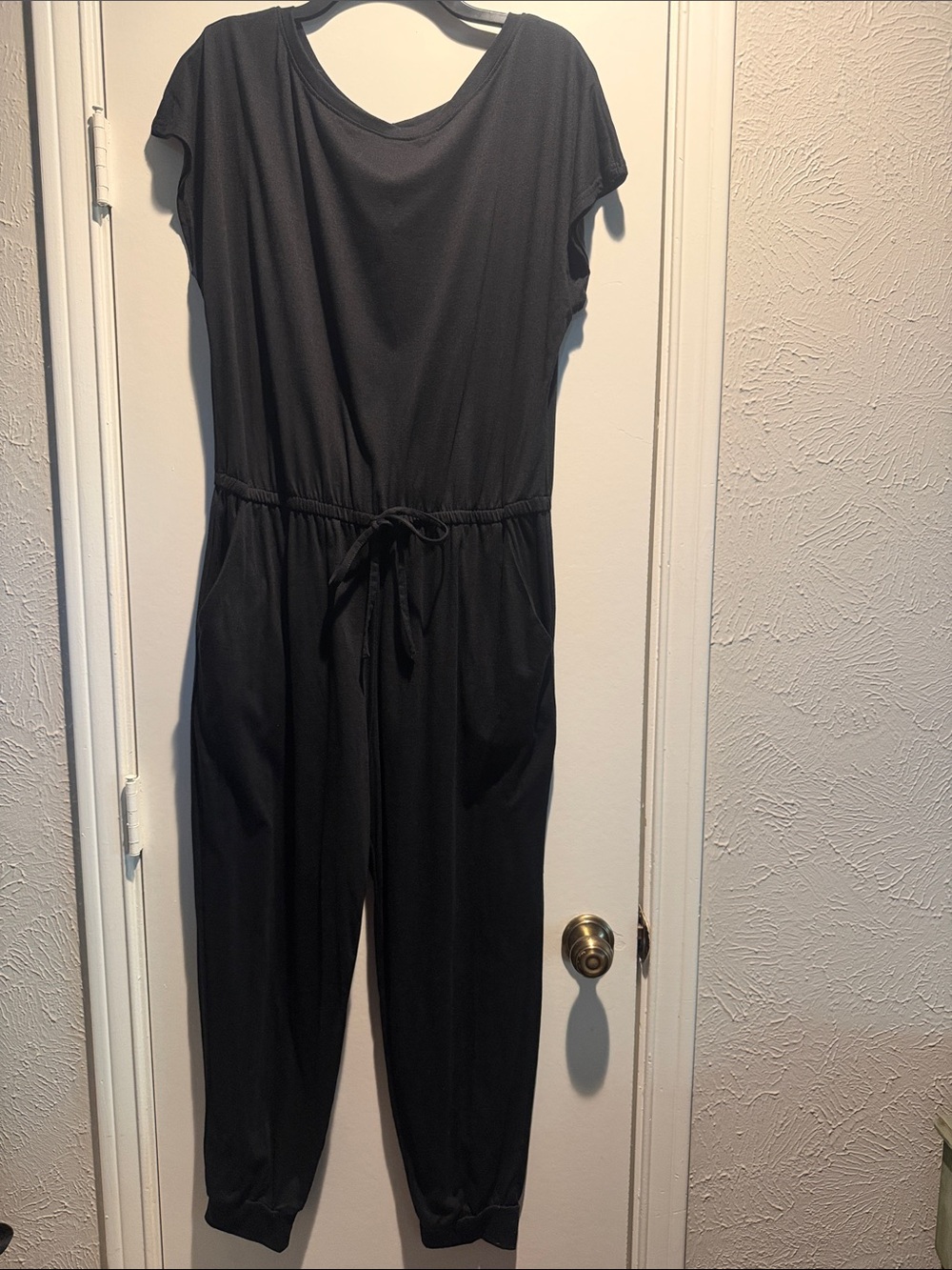 Pretty Garden Black Women's Jumpsuit with Faux Drawstring Waist size XL NWOT